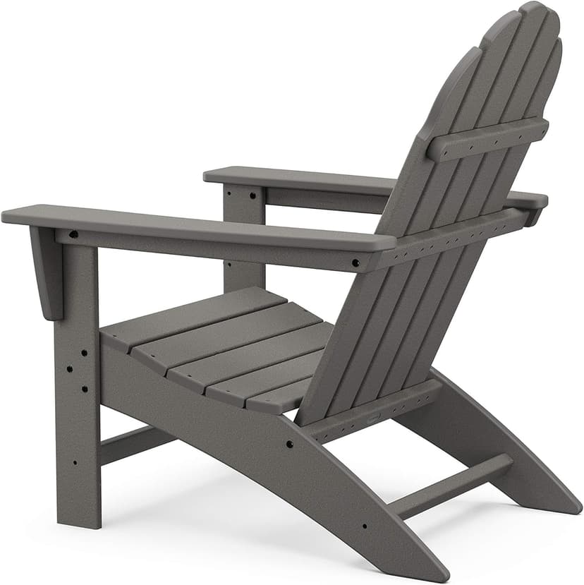 Polywood Vineyard Adirondack Chair, Outdoor Patio Furniture, All-Weather Composite, Pool Deck Garden Chair, Made in USA, Slate Grey