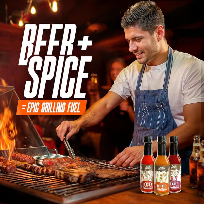 Beer-infused Hot Sauce Variety 3-pack (Includes Asian Sriracha, Garlic Serrano, & Roasty Chipotle) - Craft Beer Gift, Hot Sauce Gift Set, Beer Sauce, BBQ Sauce, Beer Lover, Grill + Man Cave