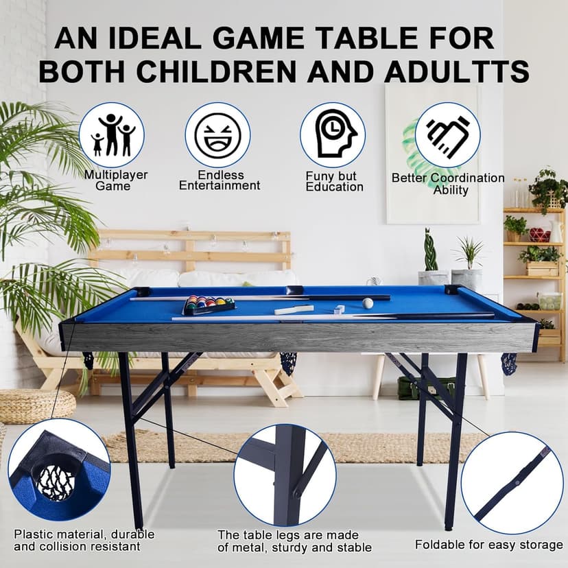 5in1 Multi-fuction Games Table,Folding Multi Game Combination Table Set with Ping Pong, Pool Billiards, Air Hockey, Bowling, and Shuffleboard for Indoor, Outdoor