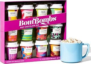 BomBombs, Hot Chocolate Mix Gift Set with Mini Cup Packaging, Dessert Flavors Include Rocky Road, Cookies Butter, Pumpkin Pie & More, Set of 12