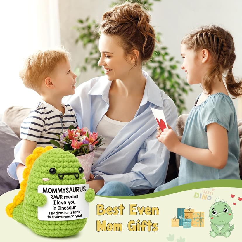 Mini Gifts for Mom Christmas I Love You Mommy Gift Handmade Crochet Dinosaur Mom Gifts for Christmas Birthday Gift for Mama Mother- in- Law New Bonus Step Moms Mother from Daughter Son Husband
