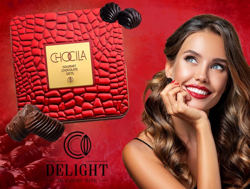 Christmas Chocolate Gift Basket, Gourmet Chocolates Variety Snack Box, Assorted Food Arrangement Platter, Birthday Present, Holiday, Corporate Parties, Sympathy, Candy Gifting Idea, Him, Her, Men, Women, Family (Ruby Red)