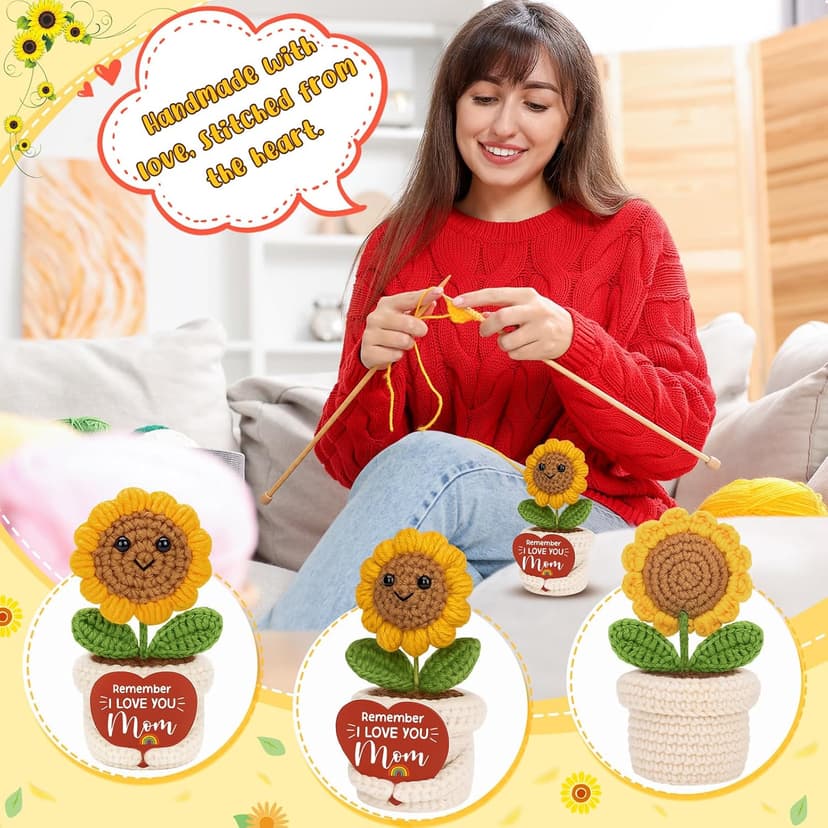 Best Moms Gift from Daughter Son to Mother in Law Mama Grandma Christmas stocking stuffers Remember I Love You Mom Gifts for Birthday Mother’s Day Crochet Sunflower B0GHY7ZSJN