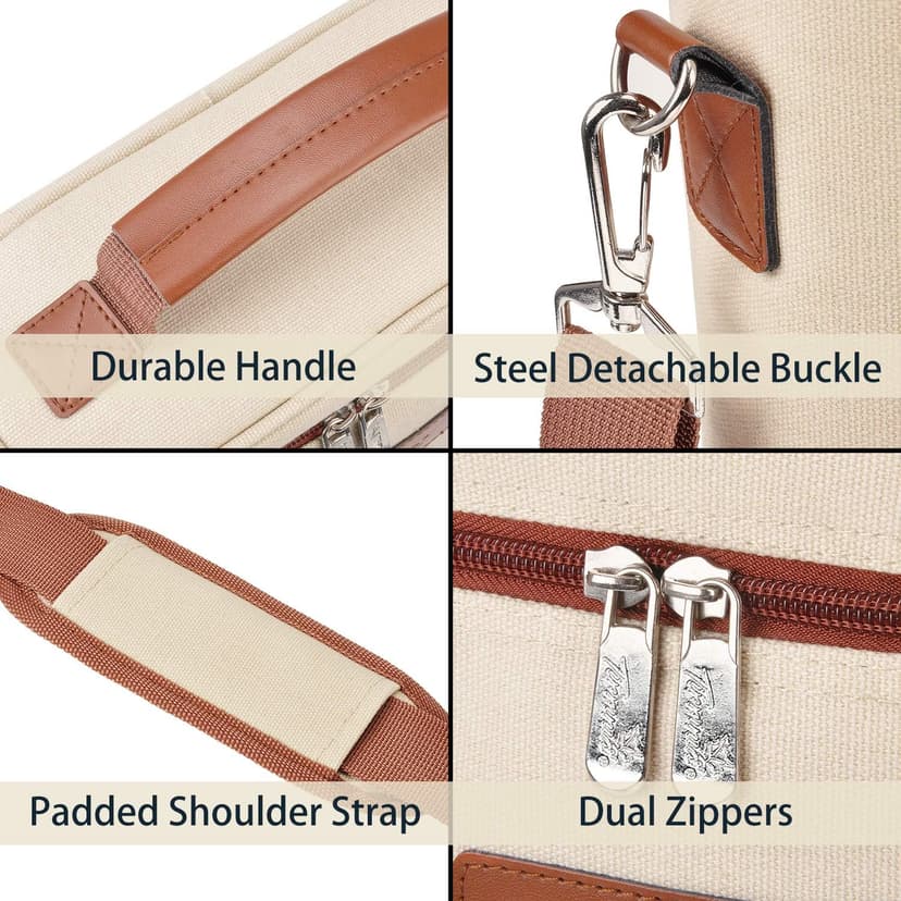 Tirrinia 4 Bottle Wine Gift Carrier - Leakproof & Insulated Padded Portable Versatile Wine Carrying Cooler Tote Bag for Travel, BYOB Restaurants, Wine Tasting, Parties,Gift for Wine Lovers, Beige