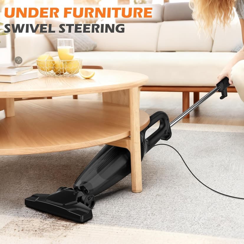 Zefiro 600W 28kpa Small Corded Stick Vacuum,16Ft Corded Handheld Vacuum Cleaners for Home, Hard Floor, Carpet, Pet Hair,Dorm,RV