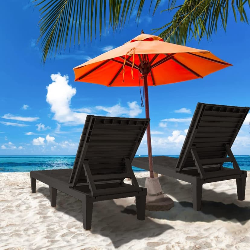 Chaise Lounge Outdoor Set of 4,Adjustable Pool Lounge Chair with 5 Positions Backrest, Waterproof Sun Loungers for Garden Pool Beach Patio Deck Sunbathing.Black