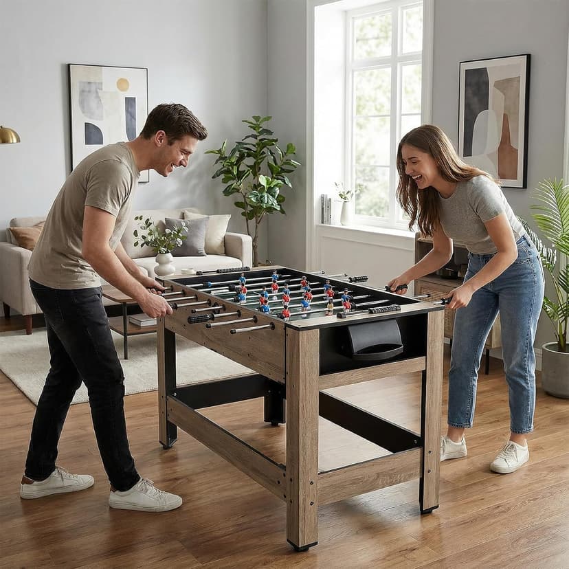 Goplus 2-in-1 Swivel Multi Game Table, 48” Combo Game Table with Foosball & Pool for Adults, Indoor Outdoor Combination Arcade Table for Home Game Room Party