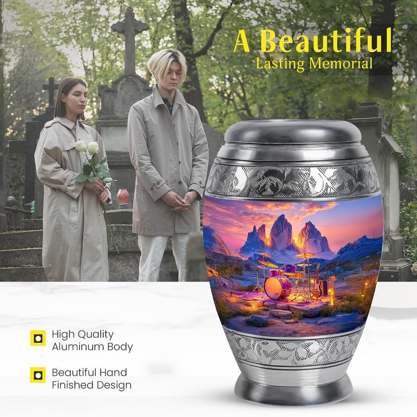 Drums Memorial Keepsake Cremation Urns for Human Ashes, Blue Burial Small Urn for Adult Male & Female Ashes, Burial Ash Holder for Mom, Remembrance Gift for Loss of Mom & Dad (3 Inch) B0FJYF53PZ