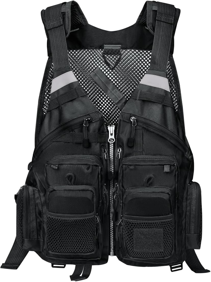 Gonex Fly Fishing Vest for Men Women, Comfortable Adjustable Fishing Vest with Multi-Pockets Reflective Stripes