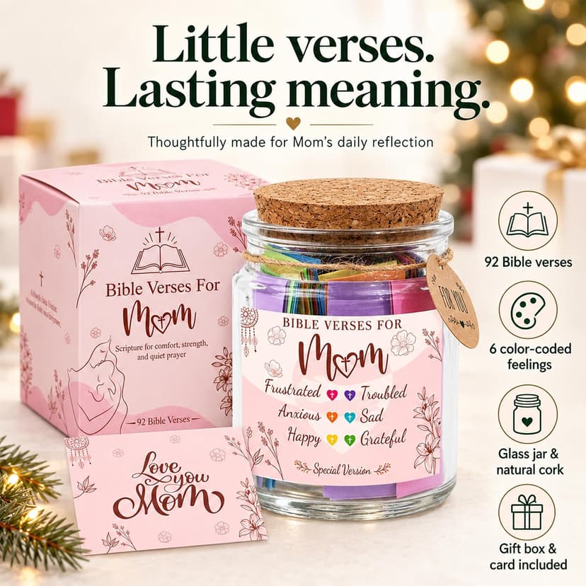 Bible Verse Jar for Mom – 92 Color-Coded Bible Verse, Birthday Gifts for Mom, Christian Gifts For Mom B0F2T6HBBK