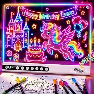 8 Colors, 8 Modes, 15 Light Effects with Music & Blue-Tooth, Doodle Neon Glow Pad Toys Gift for Girls/Boys/Kids 16" Rechargeable LED Drawing Board, Kids Birthday Christmas Gift B0GT9HHRJJ