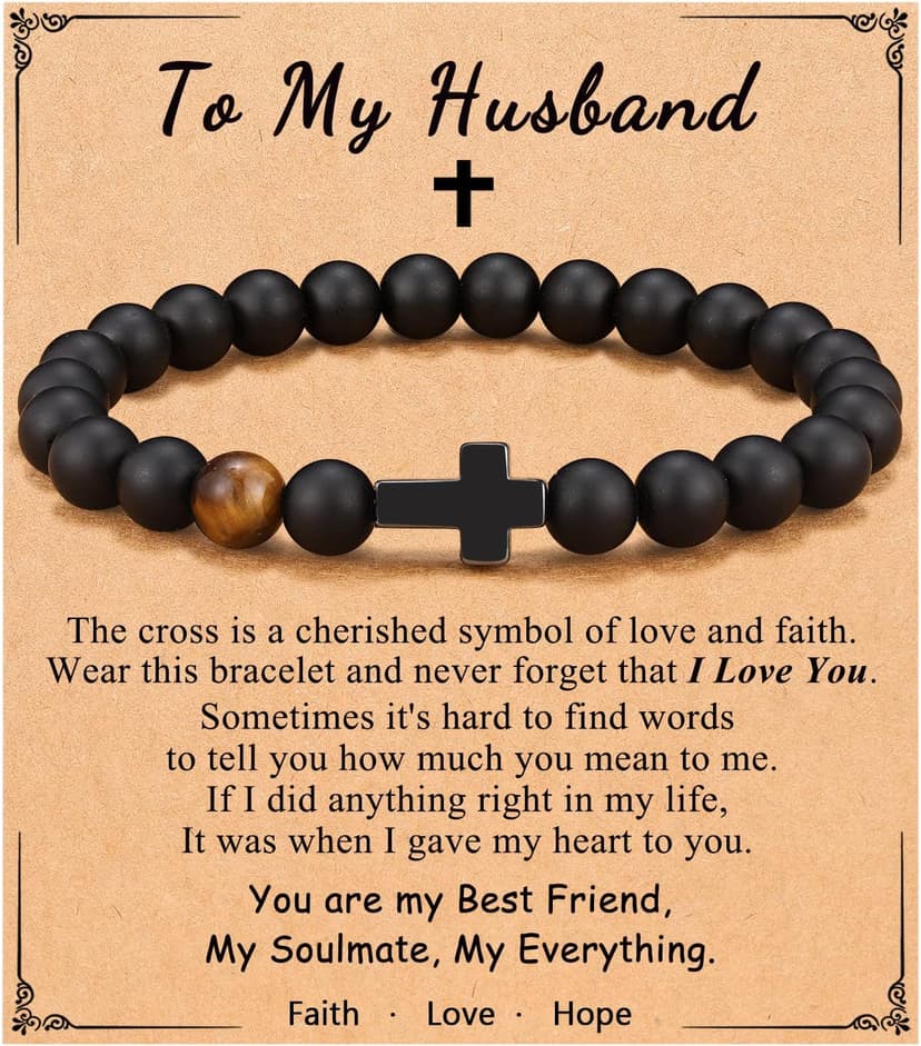 Cross Bracelet, To Mens Boys Christian Gifts for Birthday Christmas B0C38SKT3X
