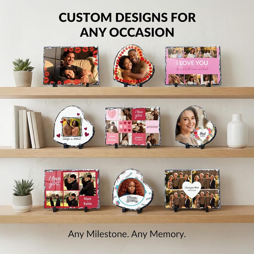 Customized Photo on Natural Slate Stone — an Anniversary or Birthday Keepsake Gift for Women, Mom, Wife, Her, Dad or Family. ArtPix Personalized Slate Picture Frame - Custom Photo Gift Anniversary B0DNKR7K1S