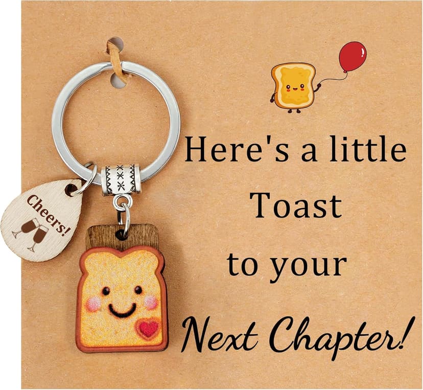 Next Chapter, New Home, Engagement, New Job, PBJ, 18 21 Birth, Loaf You, Thank You, Graduation Gifts, Couple, Friend, Retired PEALICIOUS Toast Keychain for Girls New Beginnings Congratulations Gifts B0FNQZ19F5