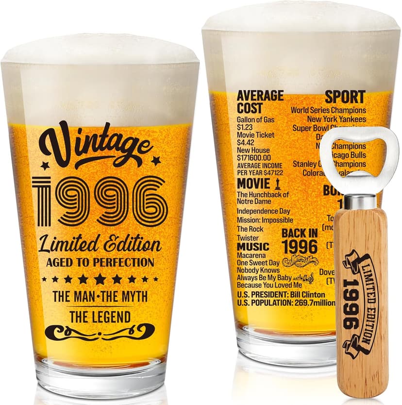 30th Birthday Gifts For Men, Vintage 1996 Beer Glass 30 Year Old Birthday for Him, 30th Birthday Decorations for Man Over 30, Cool 30 Birthday Gift Ideas for Men Turning 30 B0CQQDR3TM
