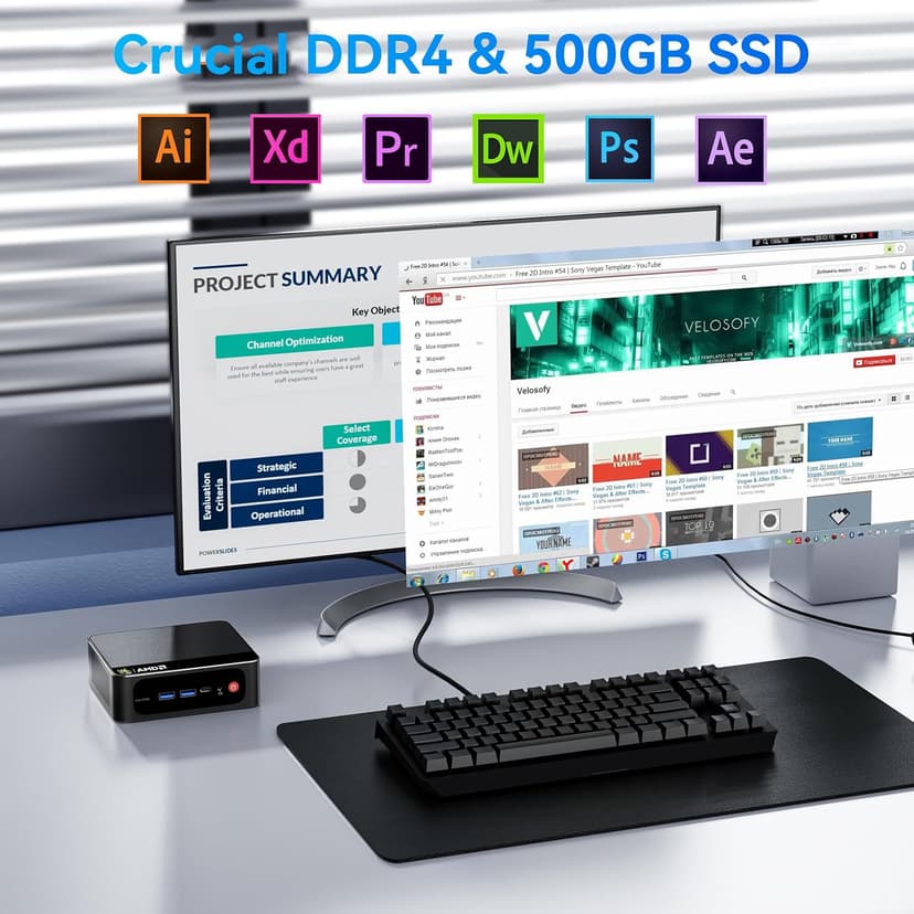 Beelink Ser5 Pro mini PC, AMD Ryzen 5 5500U (Up to 4.0GHz,6C/12T), 16GB DDR4 500GB PCle SSD,mini Computer Support 4K Triple Display/2.5G LAN/WiFi6/BT5.2, Home/Office Mini Desktop Computer