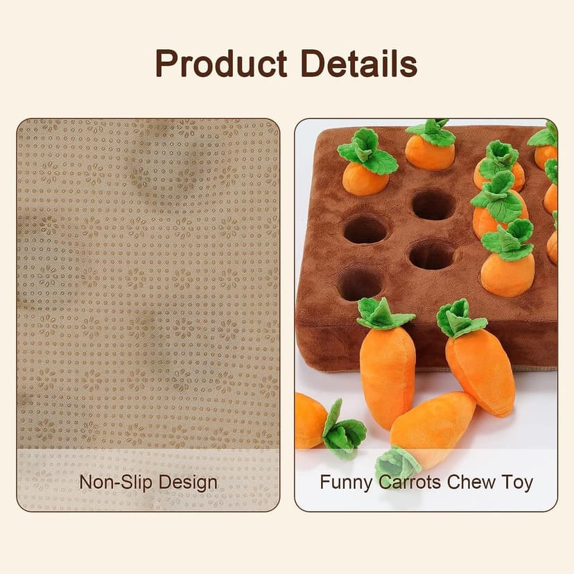 Ferret Foraging Toys Novelty Carrot Snuffle Mat Interactive Pet Treat Enrichment Toys for Small Animals Bunny Rabbit Chinchilla Guinea Pig Hamster (12Carrot)