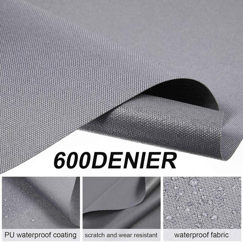 HunnmingRe 600D Waterproof Oxford Fabric with 2 Yard Zipper, 58" x 36" Outdoor Upholstery Fabric for Outdoor Cushion Cover Waterproof Canvas for DIY Patio Pillow Cover Furniture Covers(Gray)