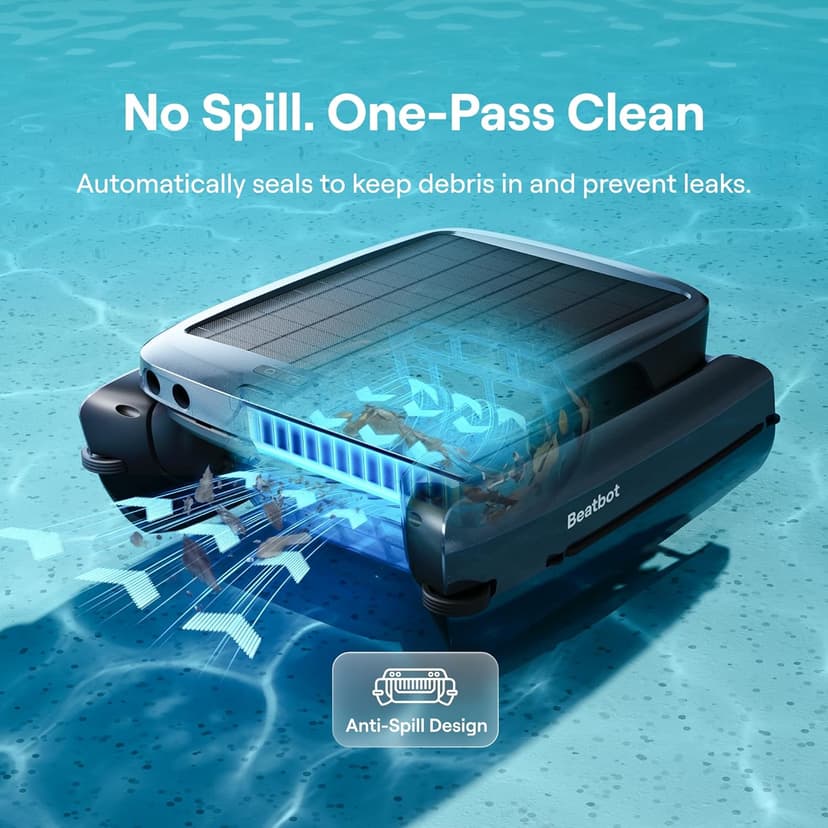 Beatbot iSkim Cordless Robotic Pool Skimmer with 9L Filter Basket, 24/7 Cleaning Solar Powered, 10000mAh Battery, 28-Hour Runtime, Auto Return, Smart Obstacle Avoidance, APP Control -Navy Blue