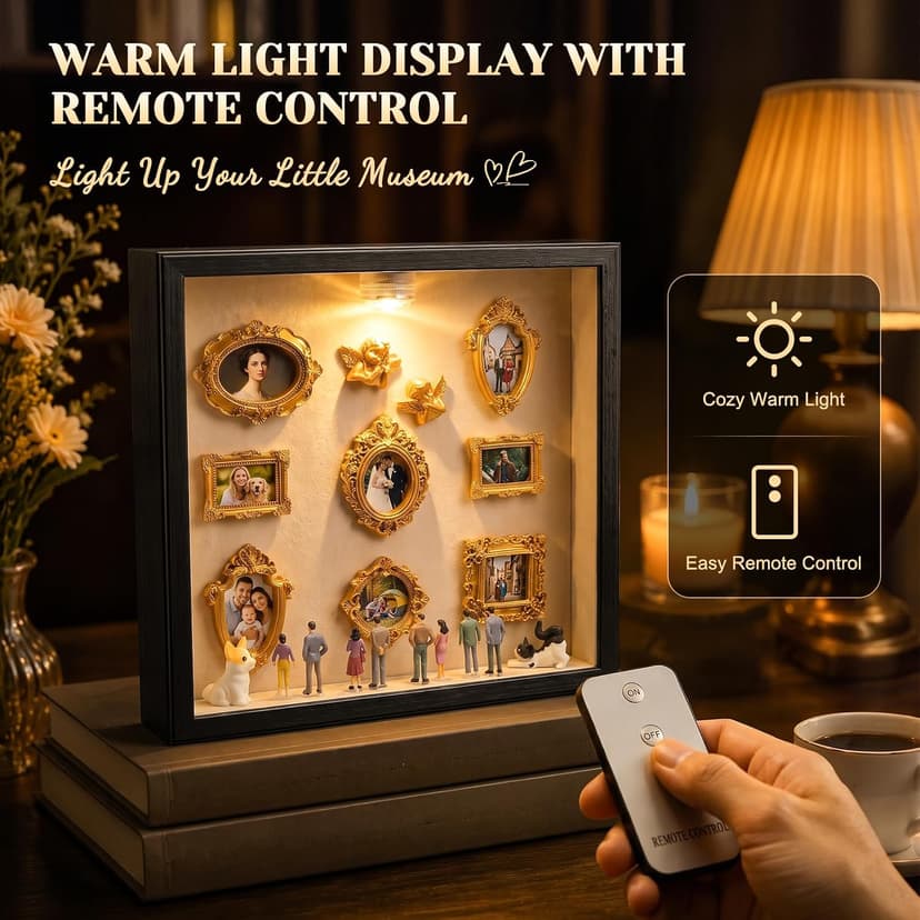 Creative Story Scene Building Set with Remote Control Warm Light, Vintage Decor Gift for Women, Friends and Family BlueFire DIY Mini Museum Kit, Handmade Shadow Box Craft with LED Light B0H29B9VVH