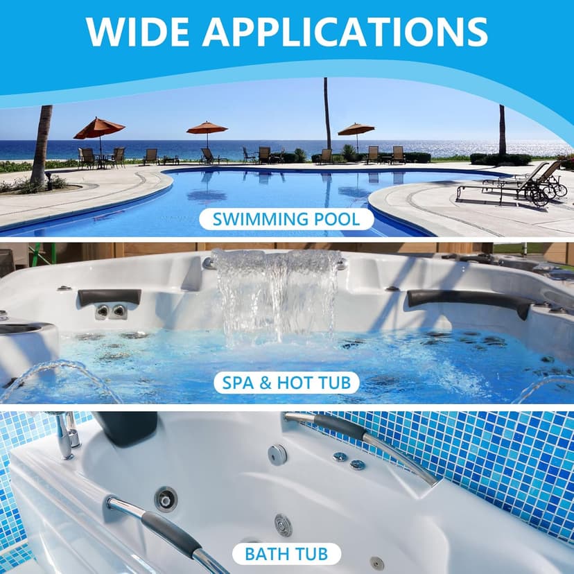 Salt-Water Pool Test Strips Kit: 125 Counts 8-in-1 for Salt Water Pool Testing Kit, Salt Pool Test Strips for Hot Tub Spa Testing Salt Chlorine pH and More