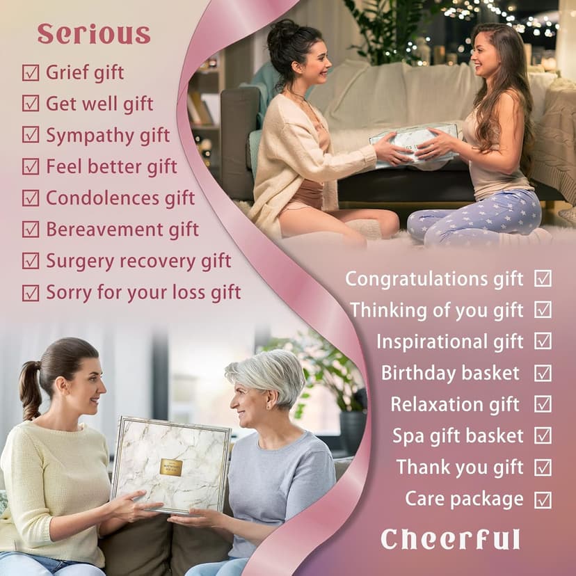 Get Well Soon Gift Baskets For Women,12PC Get Well Gifts for Women After Surgery,Birthday Gifts,Care Package,Grief,Sympathy,Condolences Gift Basket for Friend (pink)