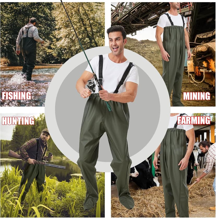Pfeibk Men's Fishing Waders, Lightweight Breathable Chest Waders for Men, Waterproof Fly Fishing Waders