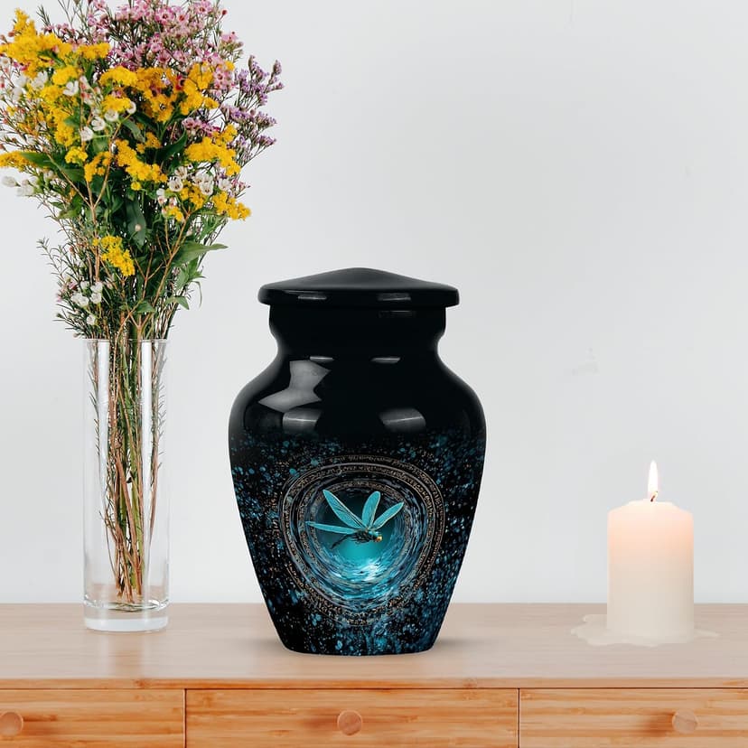 Dragonfly Keepsake Urns for Human Ashes, Black Burial Urn, Mini Handcrafted Cremated Ash Holder, Decorative Funeral Gift for Loss of Loved Ones(3 Inch) B0FS1YWSMY