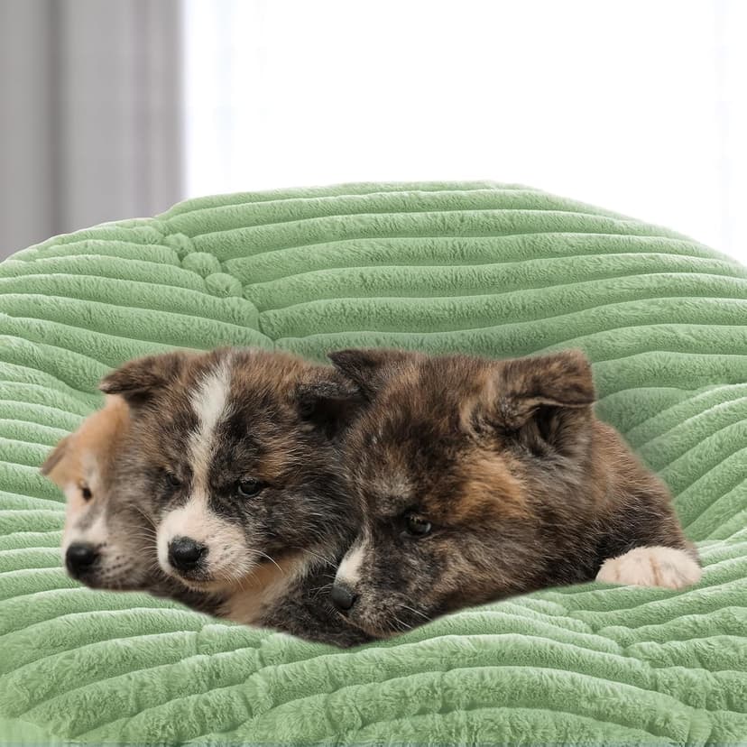 HOMBYS Fluffy Shaggy Cover for Papasan Chair Cushion, Plush Faux Fur Slipcover ONLY, (Without Cushion) Removable Soft Papasan Cushion Covers with 8 Ties, (Sage Green, 55"x55")