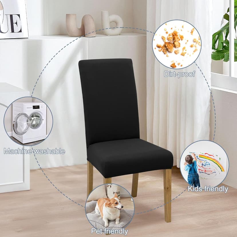 BIETYONE Chair Covers,Dining Room Chair Covers Set of 6,Stretch Kitchen Chair Cover,Washable Dining Chair Cover,Parsons Chair Slipcovers Protective,for Home,Restaurant,Banquet