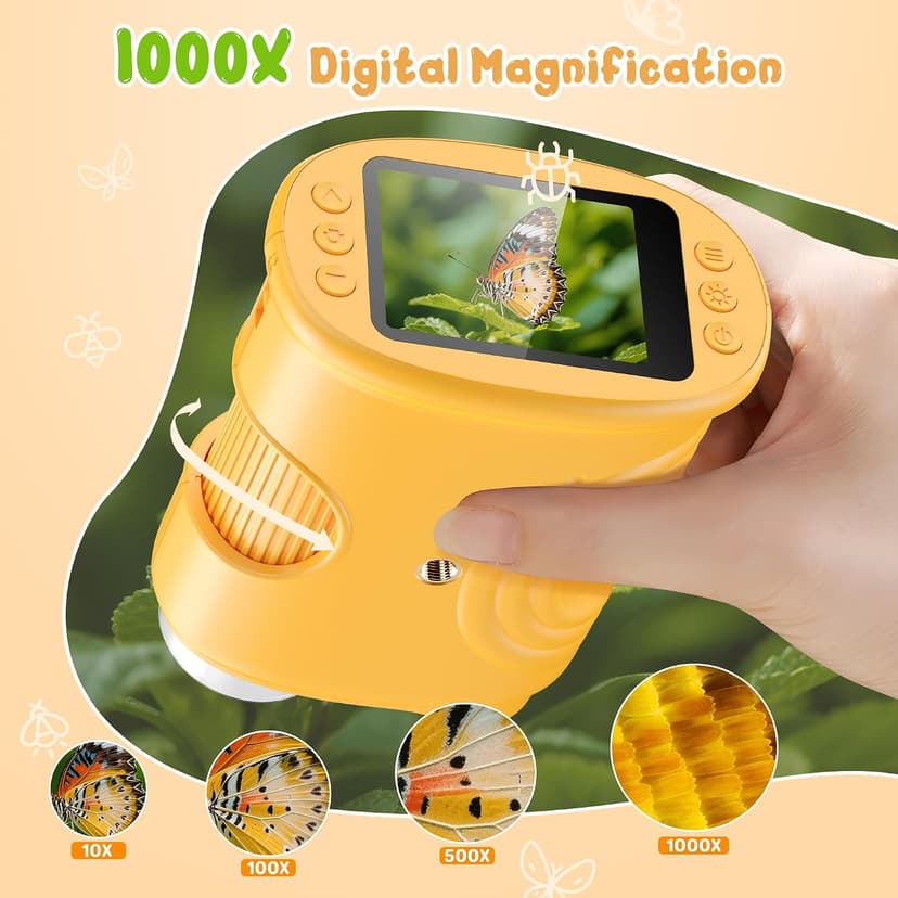 1000X Handheld Digital Microscope for Kids: Pocket Microscope with 2.0" IPS Screen - STEM Toys Birthday Gifts for Girls Boys Child - Portable Edu Science Kits Toddler Age 3-6 6-12 B0FFSSWTB6