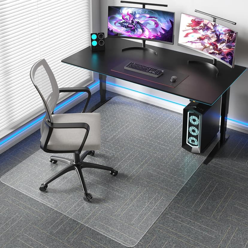 Tydle Chair Mat for Carpet, 60" x 46" Chair Mat for Carpeted Floors, Non-Slip Computer Under Desk Plastic Floor Mat for Work Gaming Chairs, Heavy Duty Carpeted Floor Protector for Home Office (Clear)