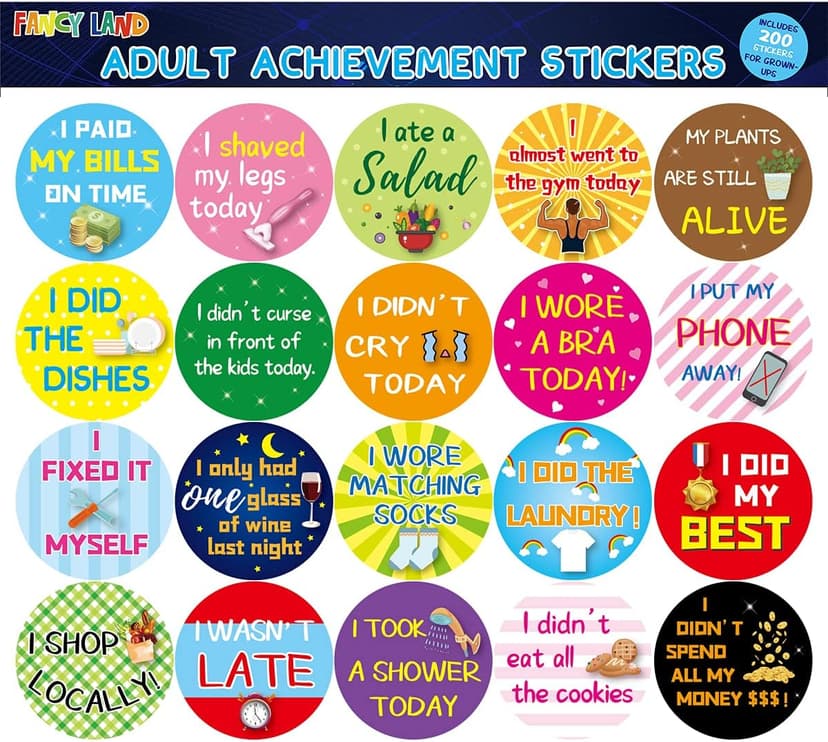 Chirstmas, Holiday, Gag Gifts, White Elephant, Motivational, Inspirational, Office, Coworker, Colleague, Staff, Men, Women Fancy Land Adults Achievement Stickers Funny Novelty Reward Sticker 200Pcs B09B96CW2L