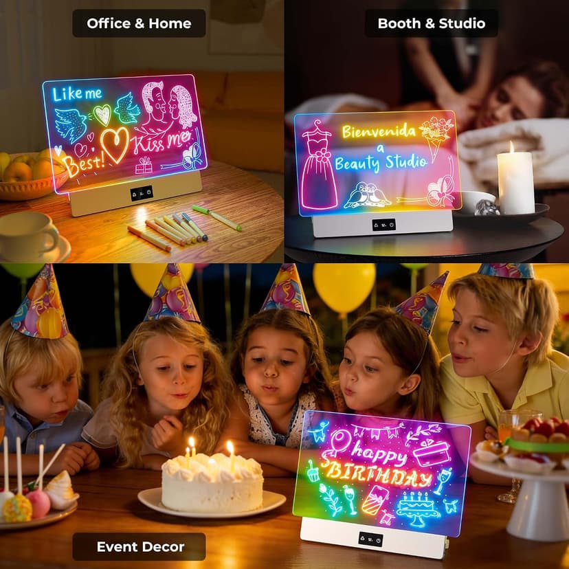 Bylitodt Neon Light Up Drawing Tablet with 10 Tracing Sheets, Arts and Crafts for Kids, Girls Birthday Gifts Idea(White) 16 Inch LED Drawing Board for Kids Rechargeable, LED Note Board with Colors B0GCN75SFT
