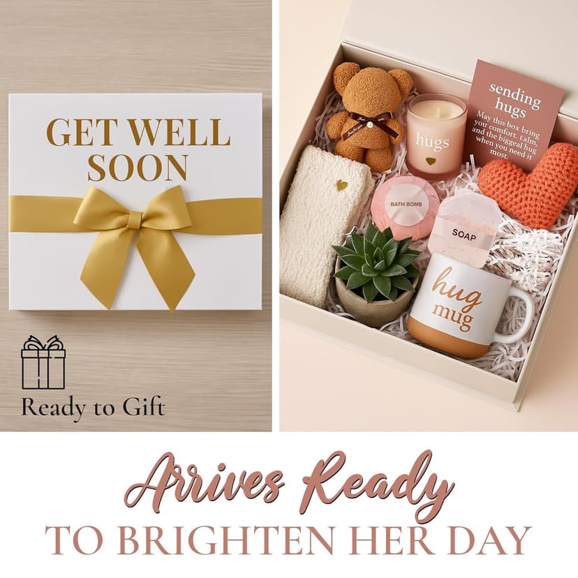 Get Well Soon Gift Baskets for Women - After Surgery Recovery Care Package for Women, Self Care, Thinking of you and Feel Better Gifts - Sympathy Box for Sick Friend Post Surgery