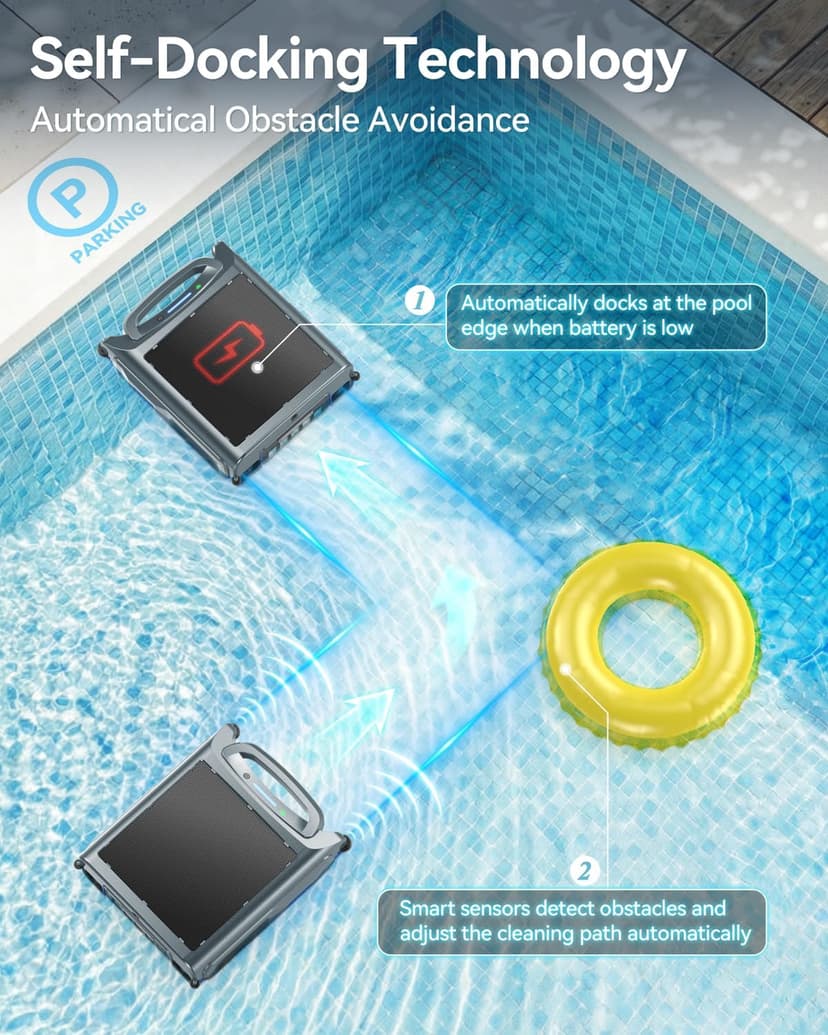 2026 New V1T Solar Pool Skimmer, Robotic Pool Surface Skimmer Cleaner with App Control, 7L Large Basket 24/7 Cleaning Smart Obstacle Avoidance Dual Charging Options Ideal for Above Ground Pool