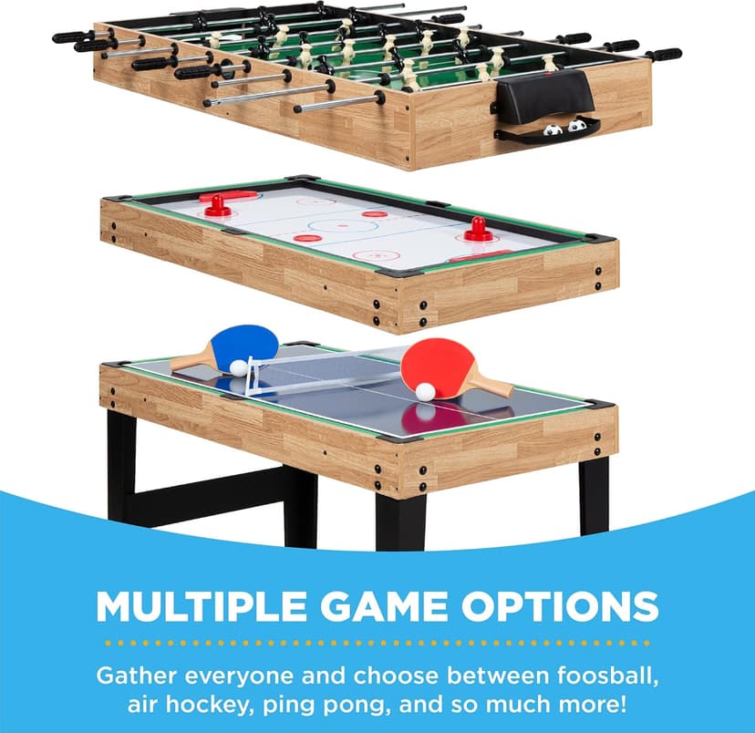 Best Choice Products 2x4ft Combo Game Table Set for Home, Game Room, Friends & Family w/Hockey, Foosball, Pool, Shuffleboard, Ping Pong, Chess, Checkers, Bowling, and Backgammon