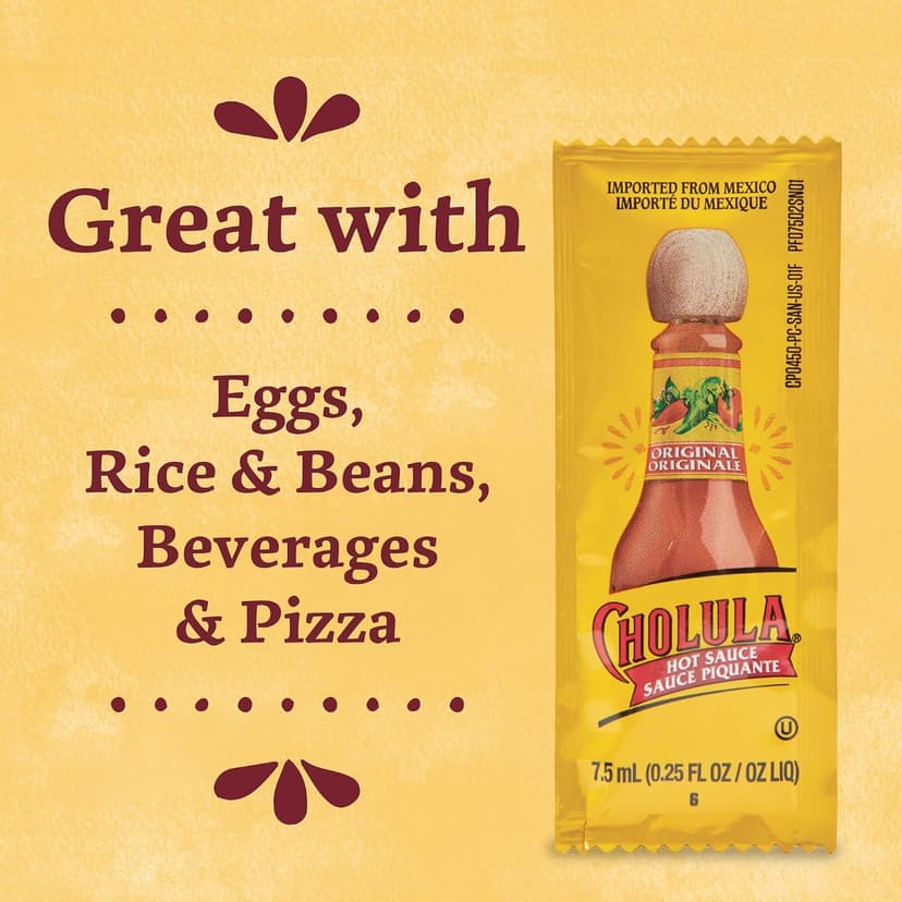 Cholula Original Hot Sauce Packets, 200 count - One 200 Count Individual Hot Sauce Packets with Mexican Peppers and Signature Spice Blend, Perfect Single-Serve Size for Delivery and Takeout B01DQ7F42C