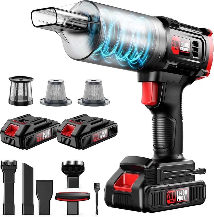 ONAVOT Handheld Vacuum Cleaner Cordless - 35000PA Strong Suction for Car & Home, Car Vacuum Portable Rechargeable Lightweight for Pet Hair with HEPA Filter, Quick Clean in Office/Desk/Couch (Red)