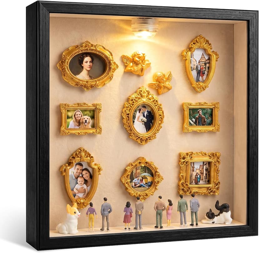Creative Story Scene Building Set with Remote Control Warm Light, Vintage Decor Gift for Women, Friends and Family BlueFire DIY Mini Museum Kit, Handmade Shadow Box Craft with LED Light B0H29B9VVH