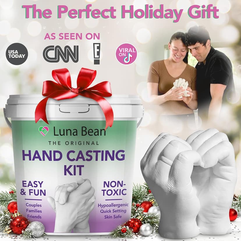 Luna Bean Hand Casting Kit – The Original Hand Mold Kit for Couples – Birthday Gifts, Bridal Shower, Wedding, Engagement Gifts for Her Him Anniversary for Men Women Wife Husband Boyfriend Girlfriend