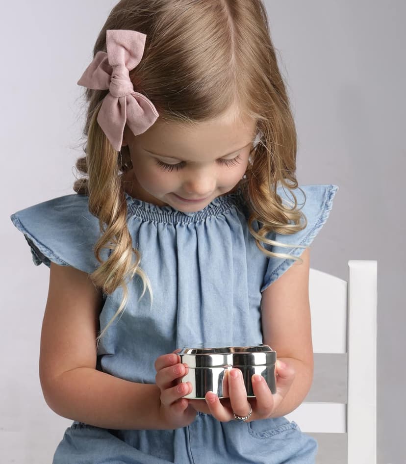 Cherished Moments Personalized Heart Jewelry Keepsake Box with Custom Engraved Cross and Name for Baby Baptism Gift for Girls, Silver Toned