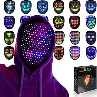 50+ Glowing Patterns for Halloween Costume, Christmas Cosplay, Birthday Party, Adjustable Strap Fits Kids Boys Teens Ages 5+ MOYACA Led Mask Light up Mask Gesture Sensing, Kids Cool Toys Men Boys Gift B09ZY7WY8P