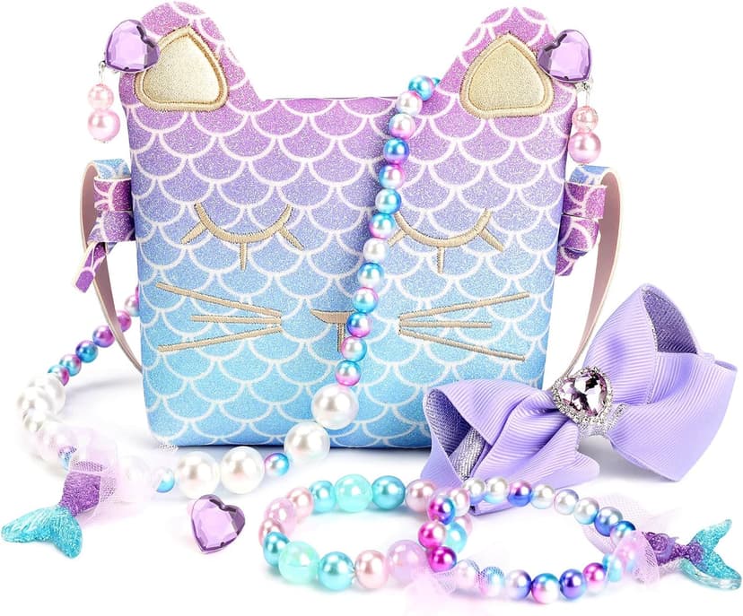 mibasies Purse for Little Girls Dress Up Jewelry Pretend Play Kids Accessories Mermaid Gifts B088M291YT