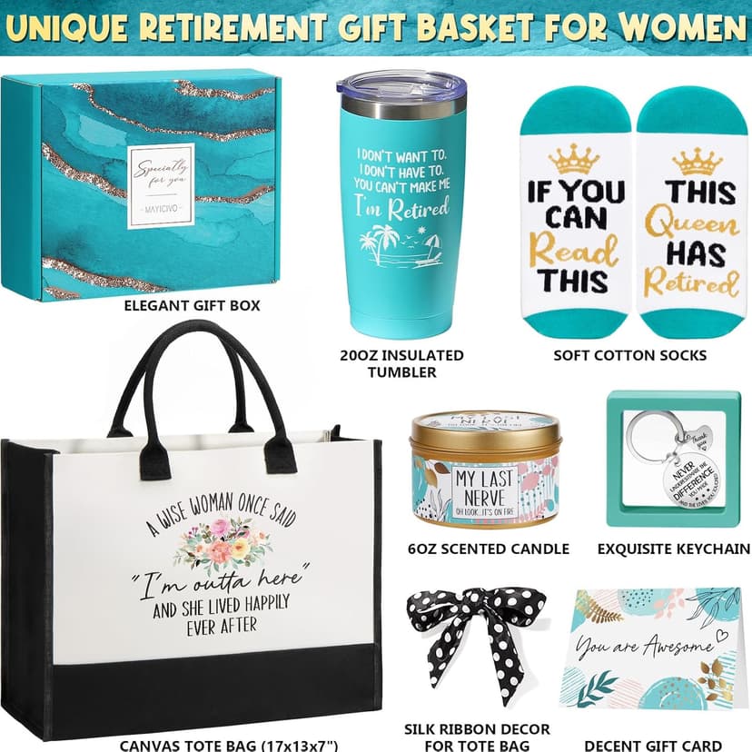 Retirement Gifts for Women 2025, Best Cool Retirement Gifts for Coworker Teacher Nurses Boss Friends Mom Grandma Retirees, Coworkers Farewell Leaving Going Away Gift with 20Oz Tumbler Canvas Tote Bag