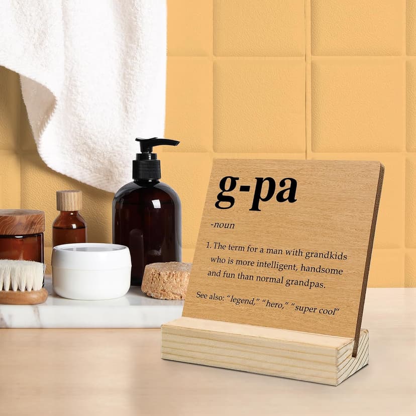 G-Pa Grandpa Gifts Desk Decor, Grandpa Gifts for Birthday Father's Day Decorative Signs & Plaques, G-Pa Definition Desk Sign with Wooden Stand for Home Office Shelf Table Decor B0GJR7LD9H
