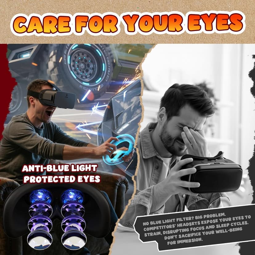 DESTEK V5 VR Headset for Phone w/VR Gamepad, 128 Premium VR apps Included, Anti-Blue Eyes Protected HD Lenses, 110° FOV Virtual Reality Headsets for iPhone, Android Phone- Black