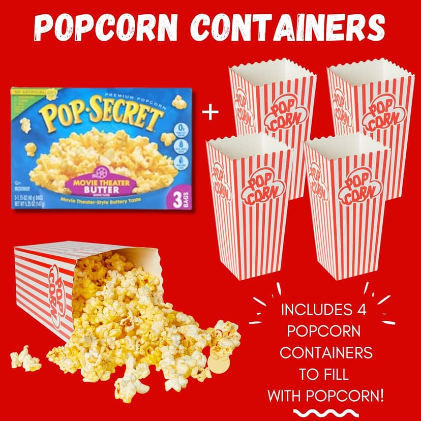 Movie Night Gift Basket – 42-Piece Gift Box with Popcorn, Candy, Snacks & Bingo – Birthdays, Date Night, Family, Kids, Adults, Mom, Dad, Teens, Christmas, Mothers Day, Fathers Day, Raffle & Fundraiser