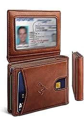 BULLIANT Men Wallet, Slim Leather Wallet Front Pocket Card Holder Gift For Men 11 Slots RFID Blocking