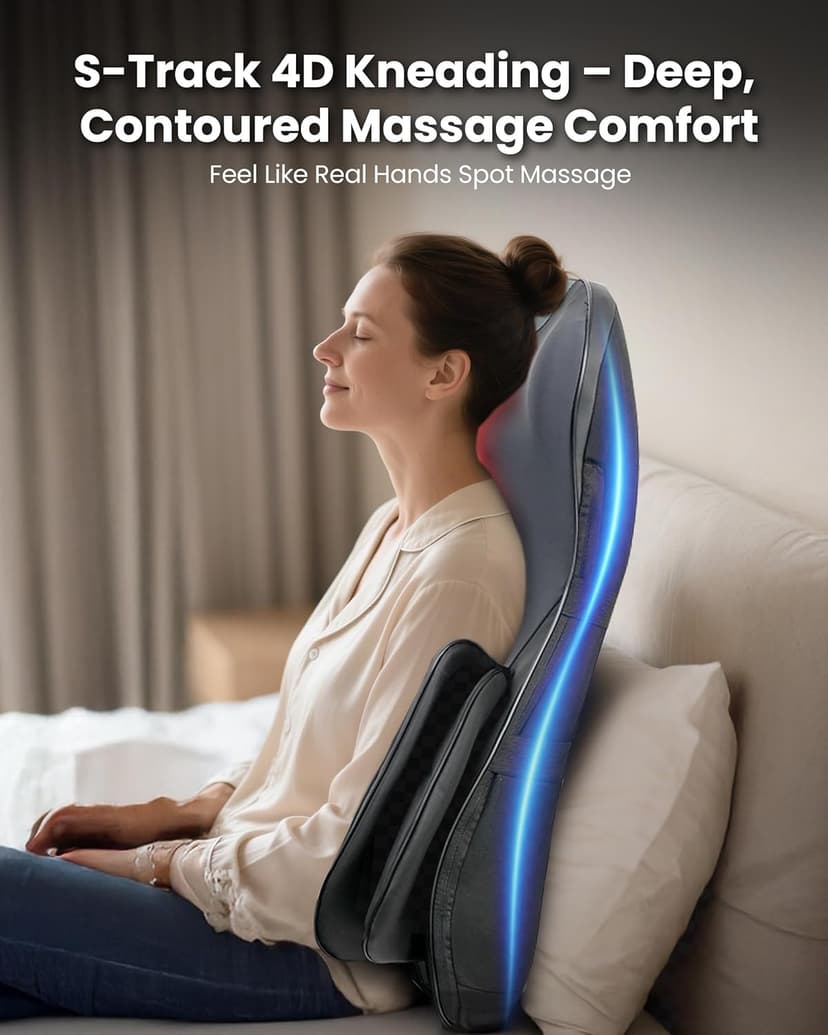 COMFIER Shiatsu Neck & Back Massager with Heat, Full Back Coverage Massage Chair Pad with 4D Kneading & Adjustable Neck Nodes, Waist & Hip Compression, Mother Day Gift for Mom